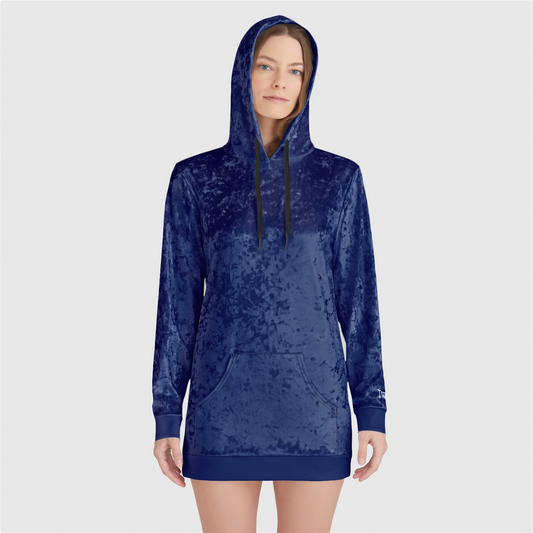 Navy TWSV Womens Velvet Hoodie Dress