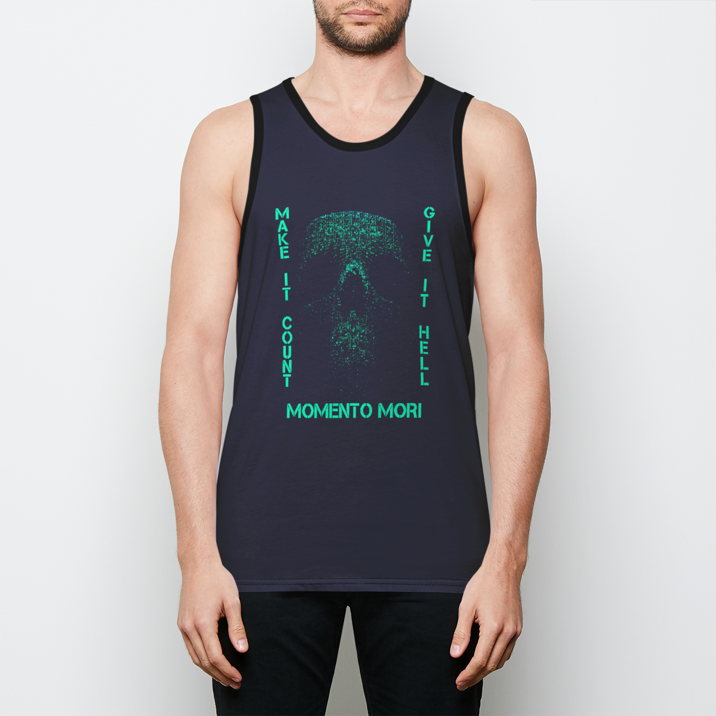 Make it Count Green Mens Binded Tank Top