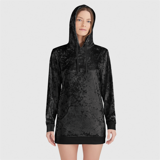 Black TWSV Womens Velvet Hoodie Dress