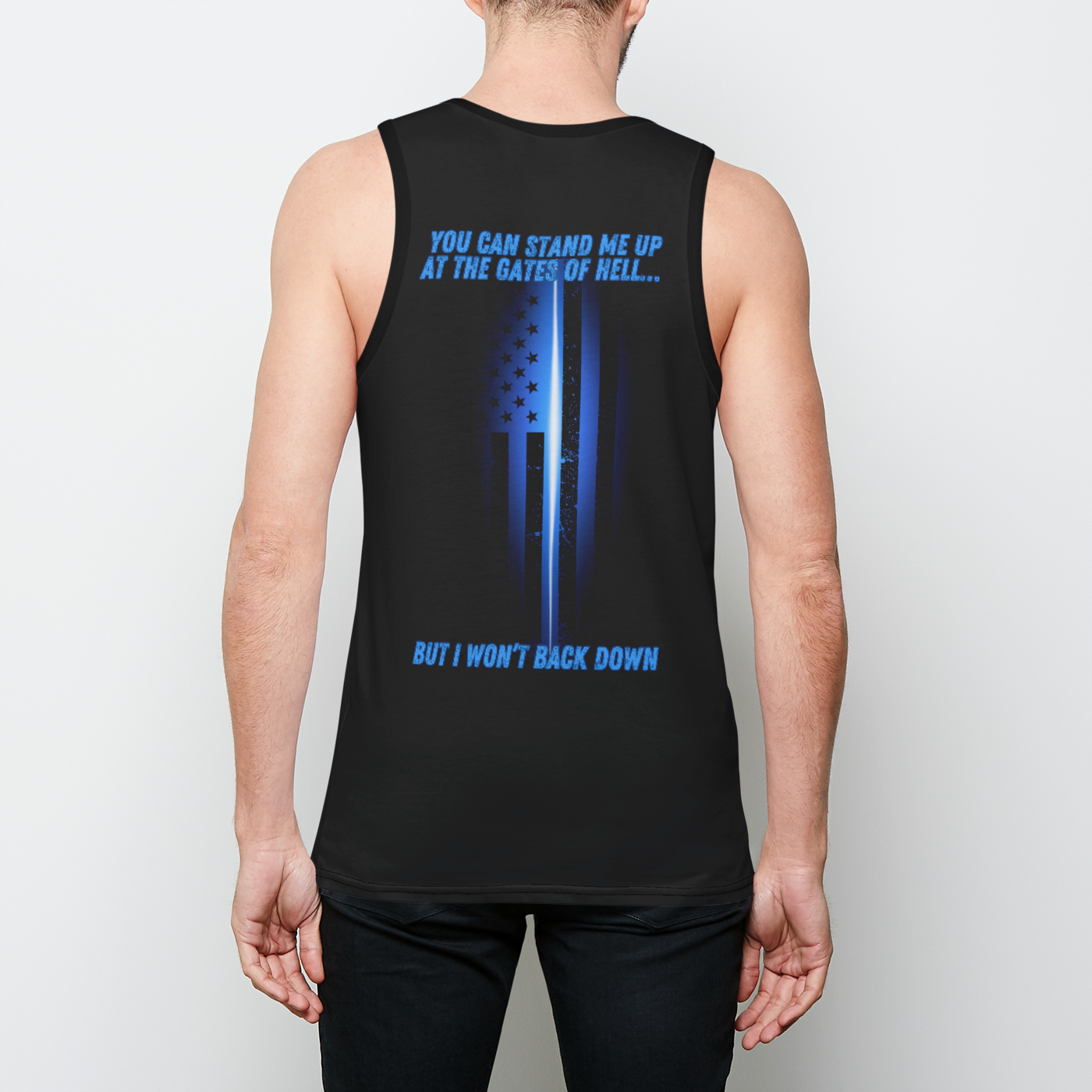 Thin Blue Line Mens Binded Tank Top