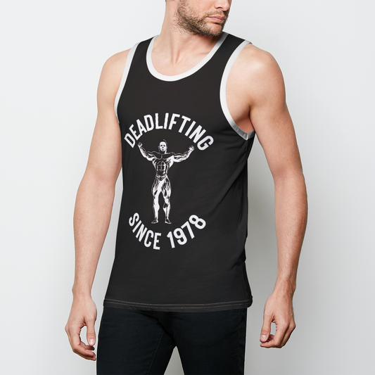 Deadlift Black Mens Binded Tank Top