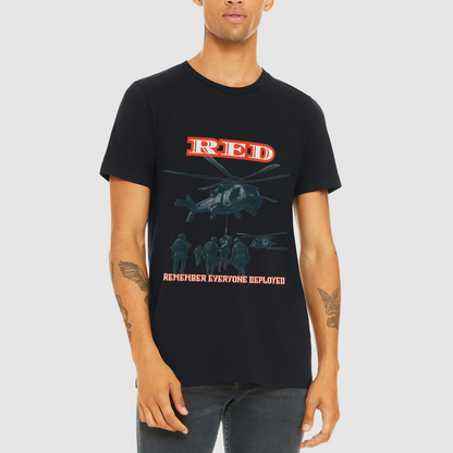 Deployed RED Mens Crew Tee, Bella + Canvas