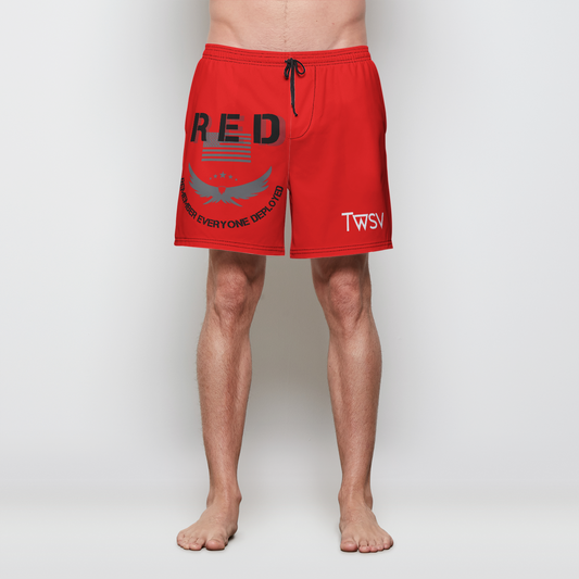 RED Mens Swim Trunks w/ Lining