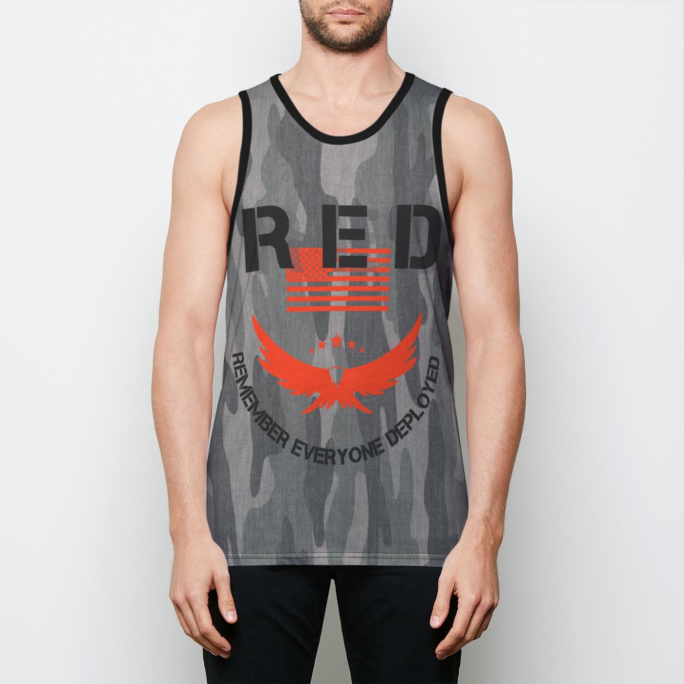 Camo RED Mens Binded Tank Top