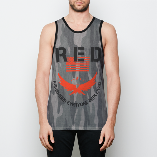 Camo RED Mens Binded Tank Top