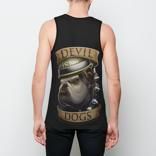 Devil Dogs Black Mens Binded Tank Top