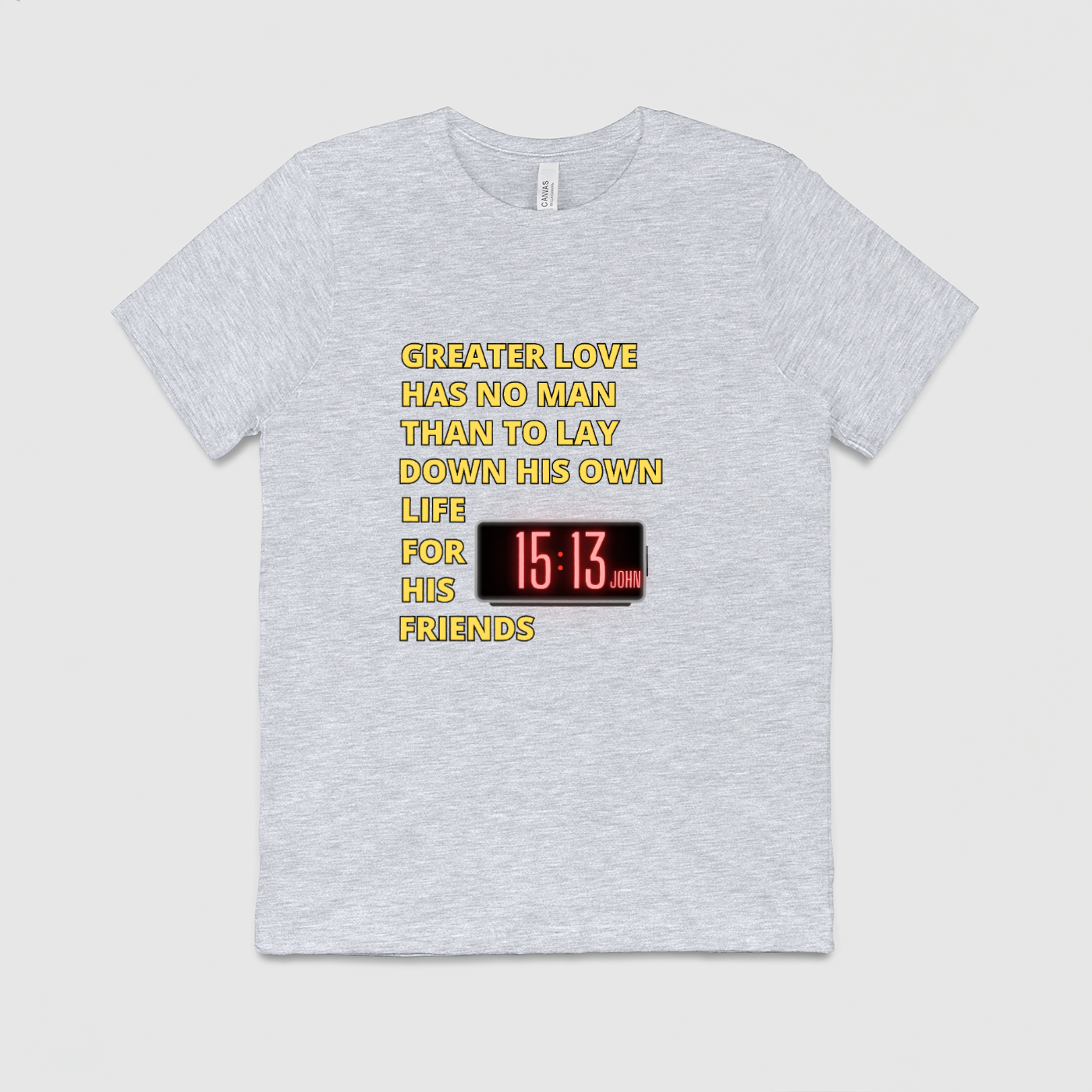 John 15 13 Yellow Font Mens Crew Tee