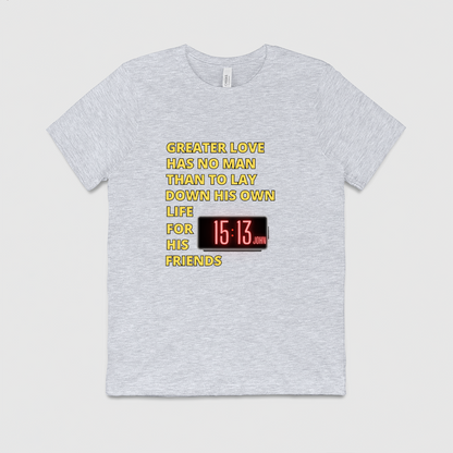 John 15 13 Yellow Font Mens Crew Tee